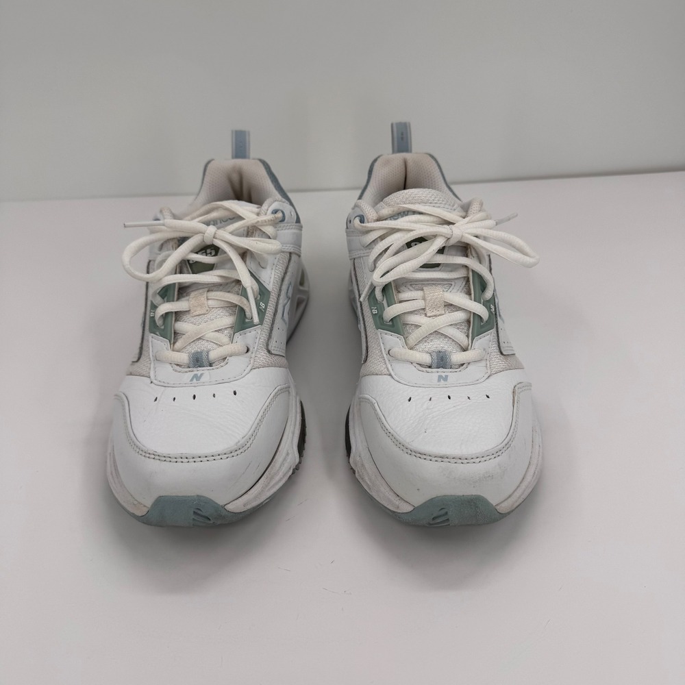 New Balance 855 Women's 8 Roll Bar White Blue Leather Walking Shoes - Picture 2 of 13